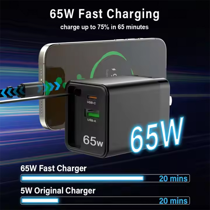 65W Australian Standard Dual-Port Wall Charger With Type-C Data Cable